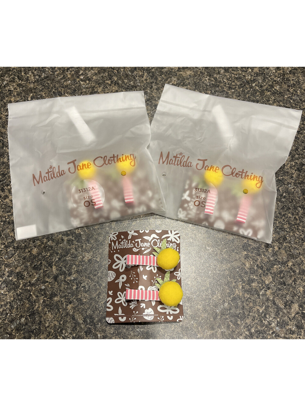 Matilda Jane Girls Barrette Style Pineapple Hair Clips - 3 Packs Of 2 NWT! A2966